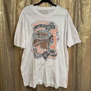 Affliction Mens Vintage Look AC Outlaw Orange White Gray T Shirt 2XL